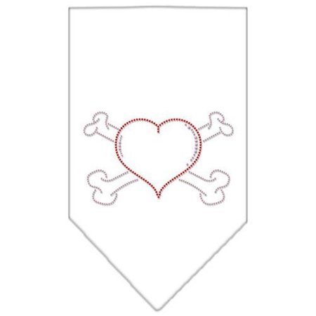 UNCONDITIONAL LOVE Heart Crossbone Rhinestone Bandana White Small UN802703